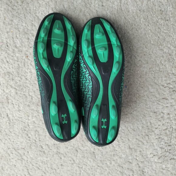 Under Armour Soccer Futbol Cleats Youth Size 5Y Black Green Lace Up 1278846-001 - Picture 4 of 8